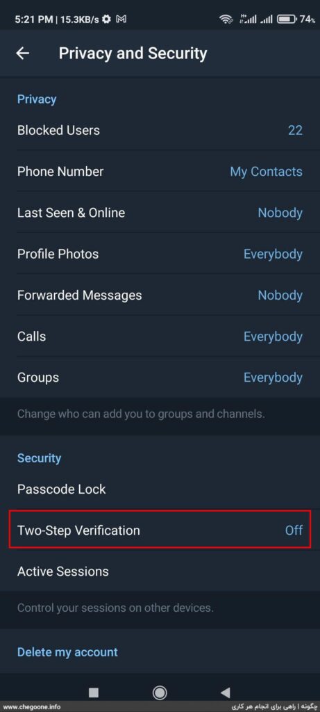 How to activate Telegram's two-step verification