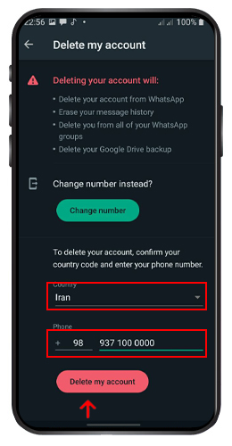 حذف حساب واتساپ برای همیشه