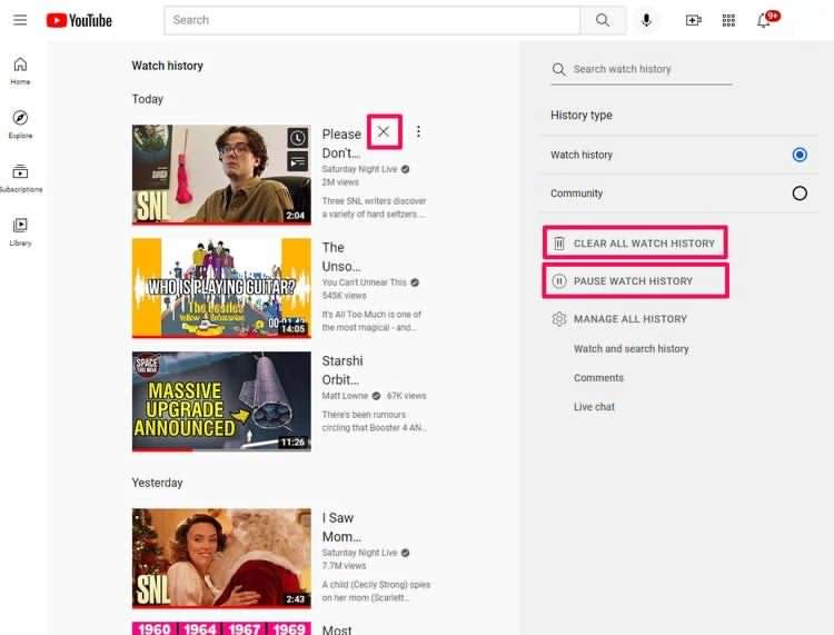 آموزش حذف تاریخچه جستجو یوتیوب در موبایل و دسکتاپ