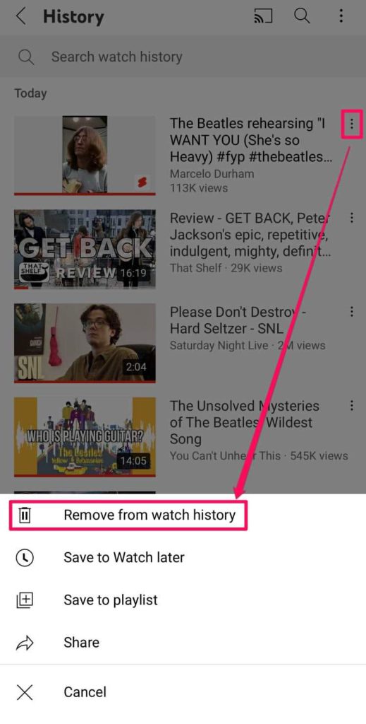 آموزش حذف تاریخچه جستجو یوتیوب در موبایل و دسکتاپ